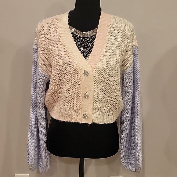 SO,SIZE L,colorblock cardigan  - Picture 1 of 5